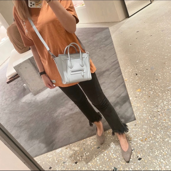 *SOLD * $1700 Authentic Celine mini nano luggage tote mineral calfskin - Picture 9 of 9